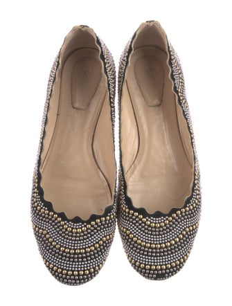 Chloé Suede Studded Accents Ballet Flats