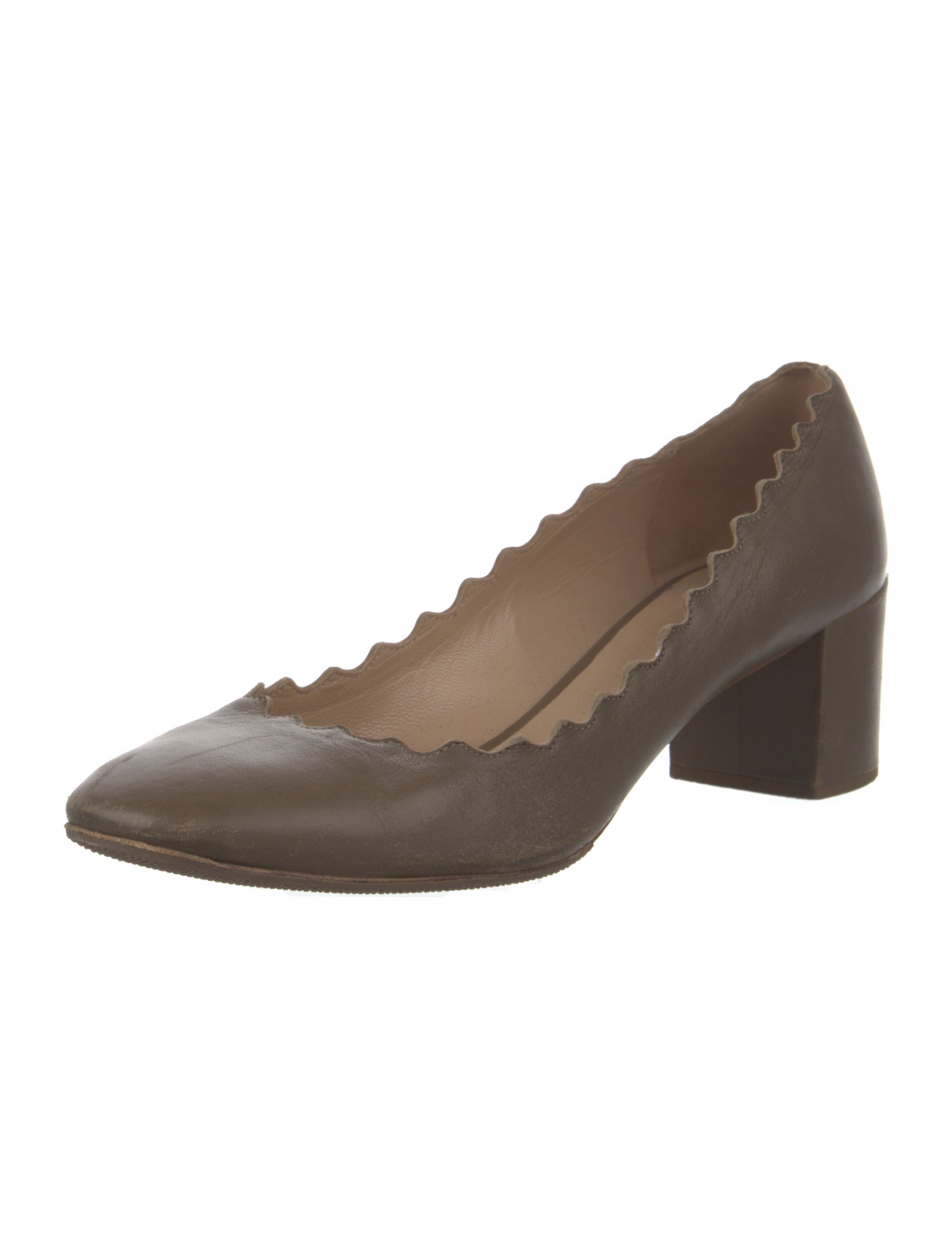Chloé Leather Scalloped Accent Pumps