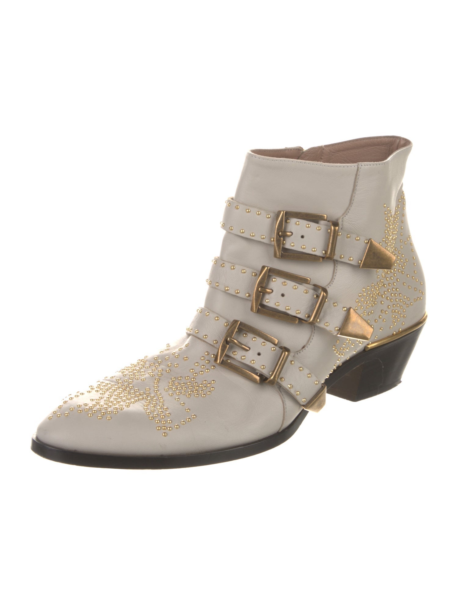 Chloé Leather Studded Accents Boots