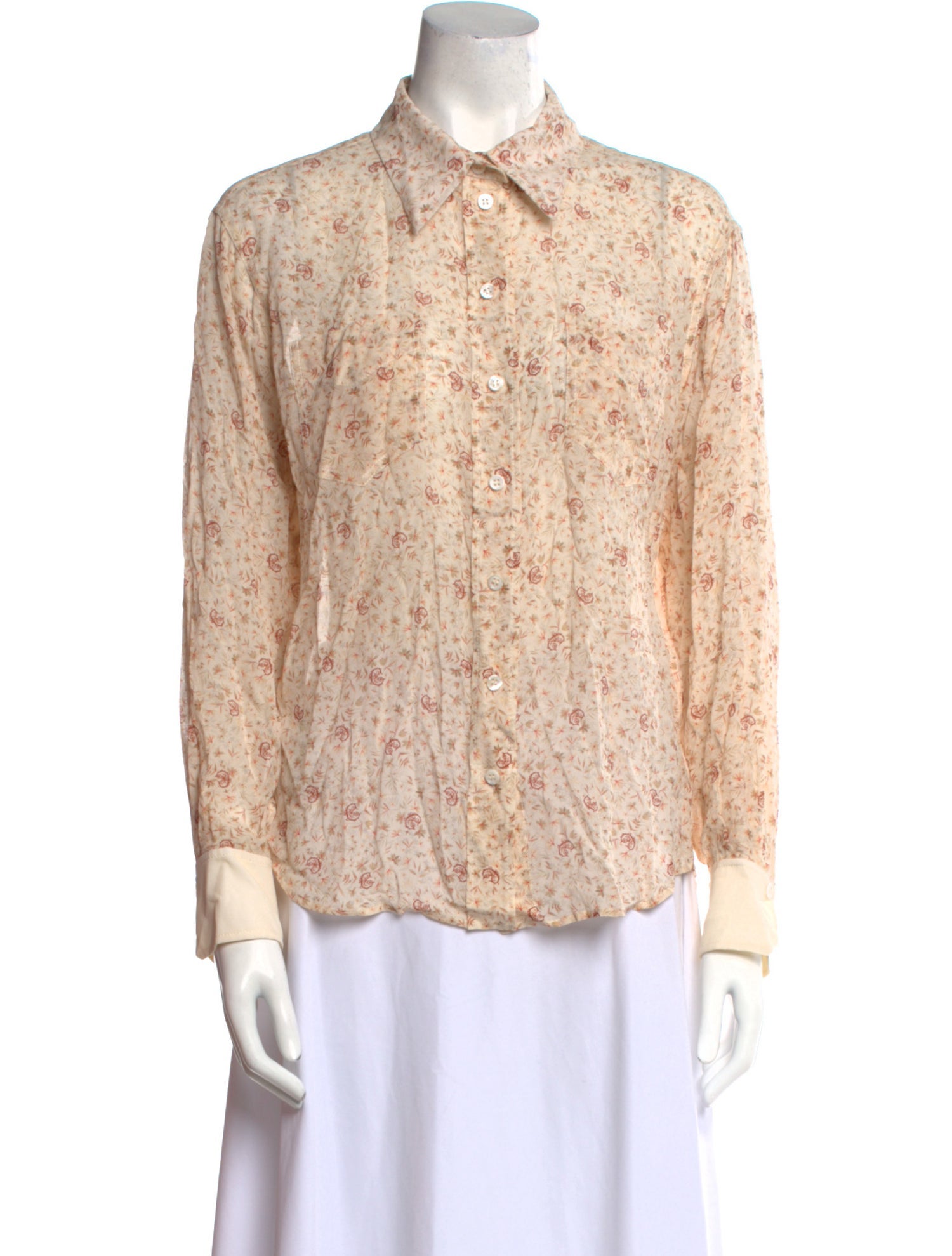 Chloé Silk Floral Print Button-Up Top