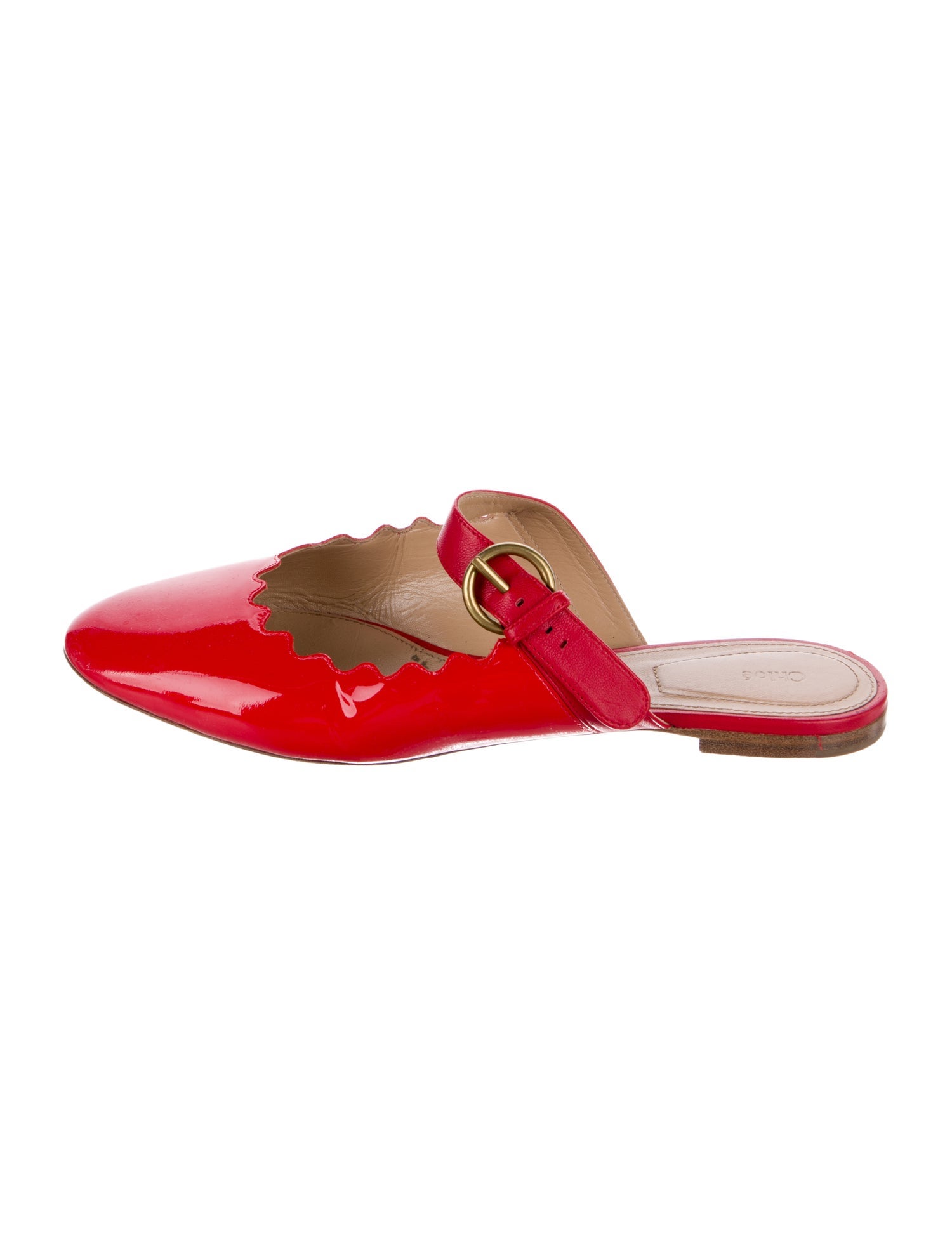 Chloé Patent Leather Scalloped Accent Mules