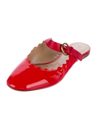 Chloé Patent Leather Scalloped Accent Mules