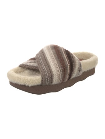 Chloé Striped Crochet Trim Slides