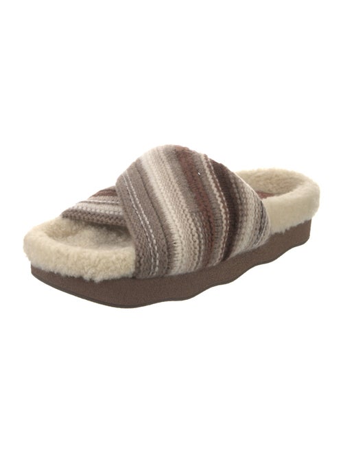 Chloé Striped Crochet Trim Slides