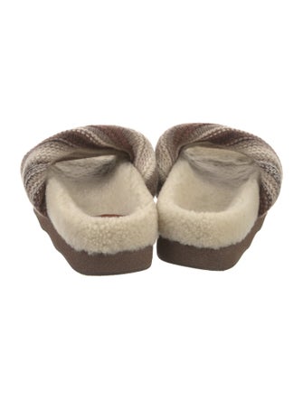 Chloé Striped Crochet Trim Slides