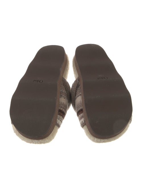 Chloé Striped Crochet Trim Slides