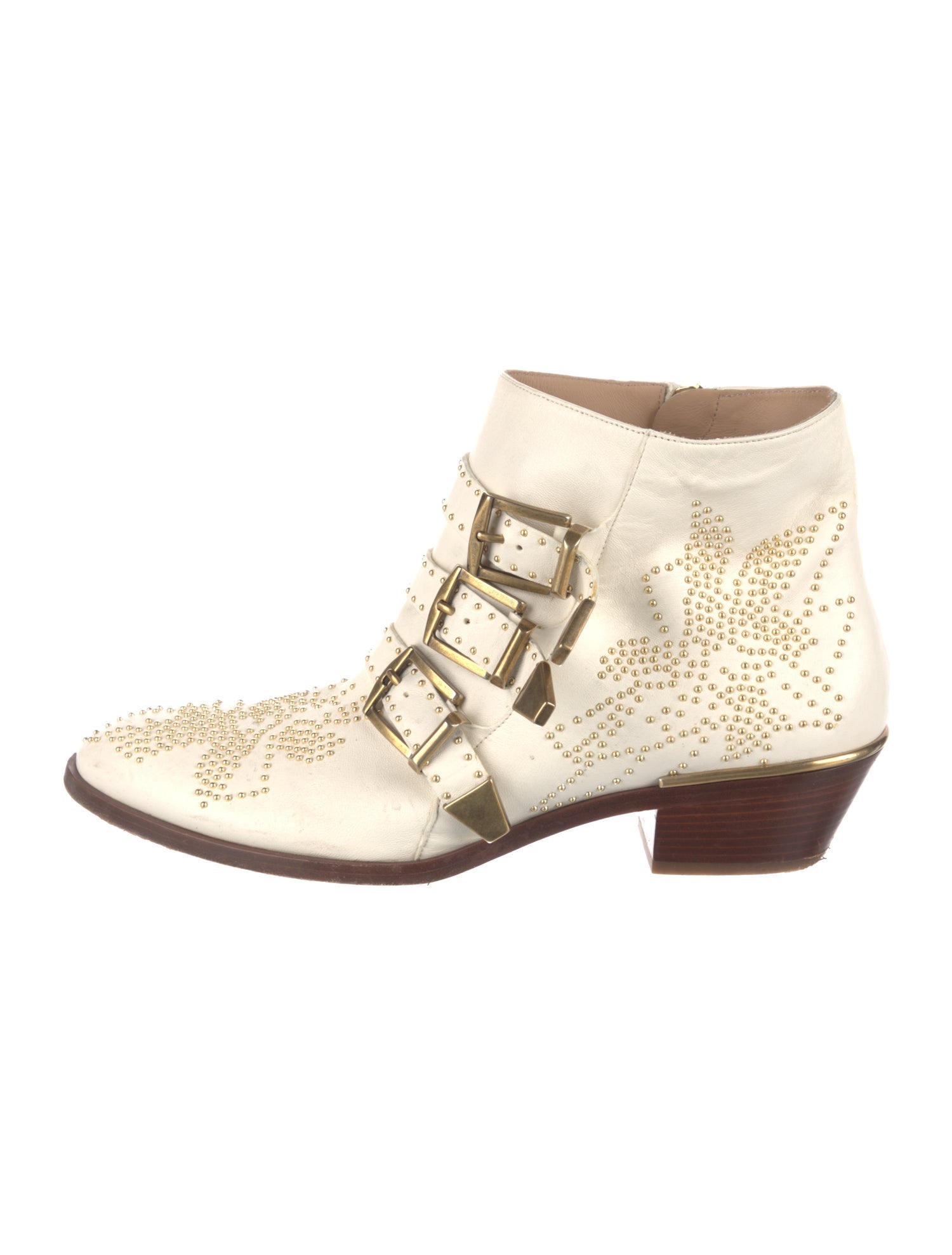 Chloé Leather Colorblock Pattern Western Boots