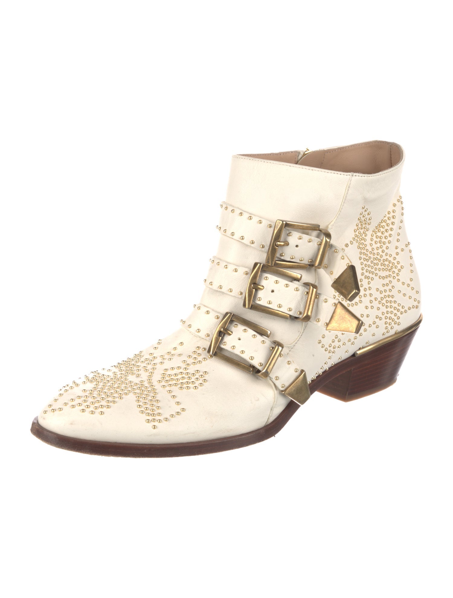 Chloé Leather Colorblock Pattern Western Boots