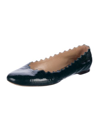 Chloé Patent Leather Scalloped Accent Ballet Flats