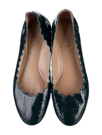 Chloé Patent Leather Scalloped Accent Ballet Flats