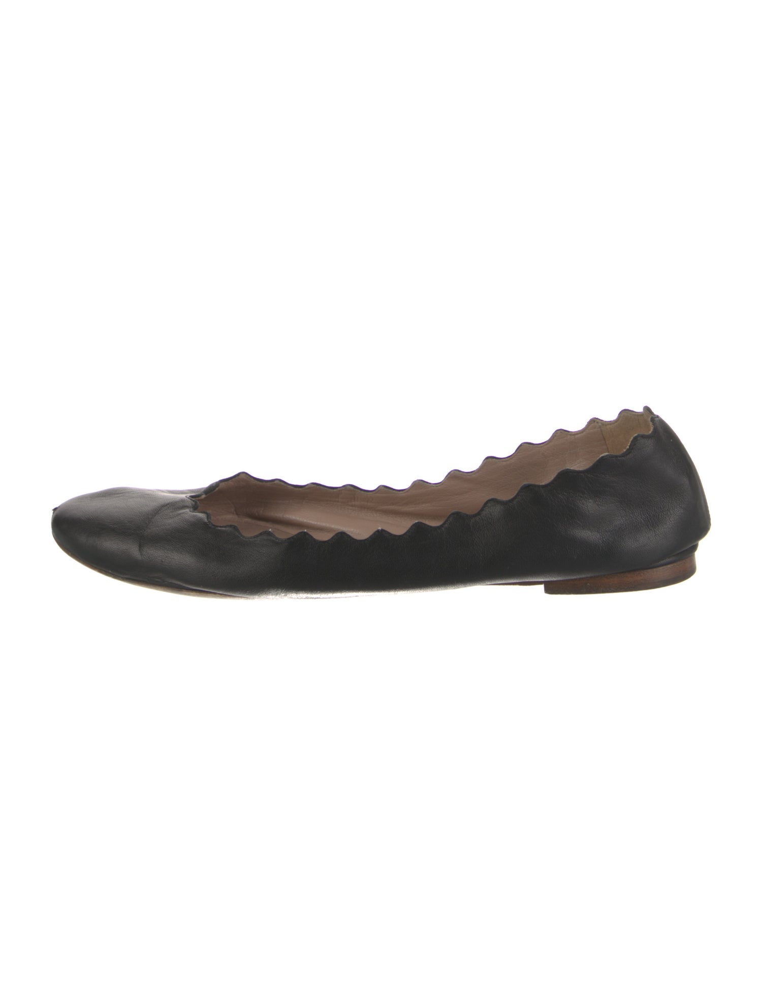 Chloé Leather Scalloped Accent Ballet Flats