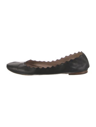 Chloé Leather Scalloped Accent Ballet Flats
