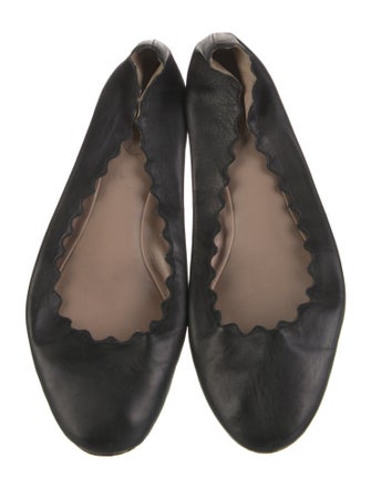Chloé Leather Scalloped Accent Ballet Flats