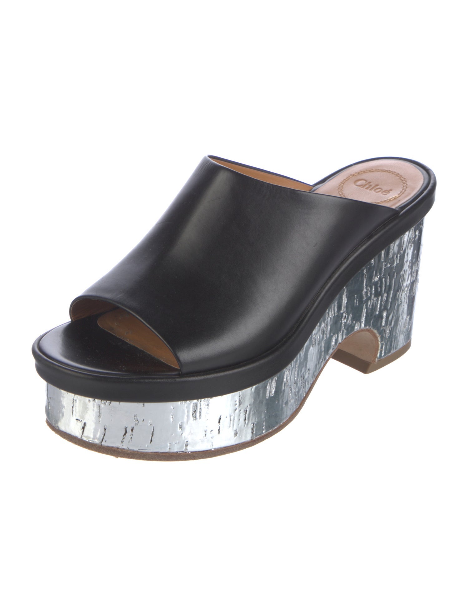 Chloé Leather Distressed Accents Slides