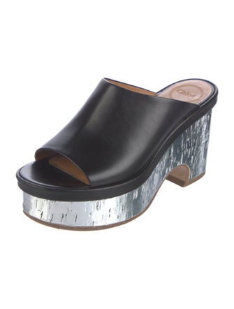 Chloé Leather Distressed Accents Slides