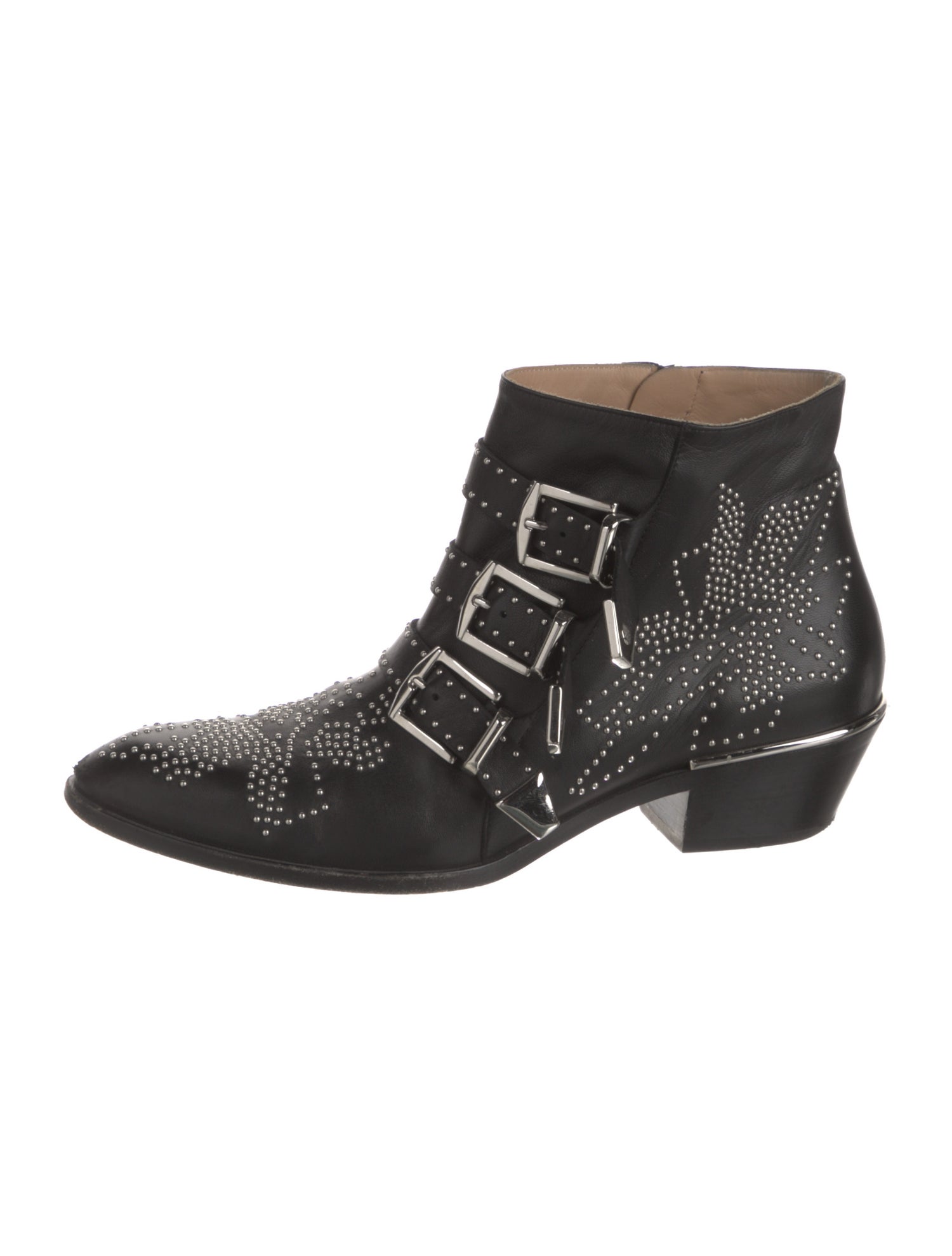 Chloé Leather Studded Accents Western Boots