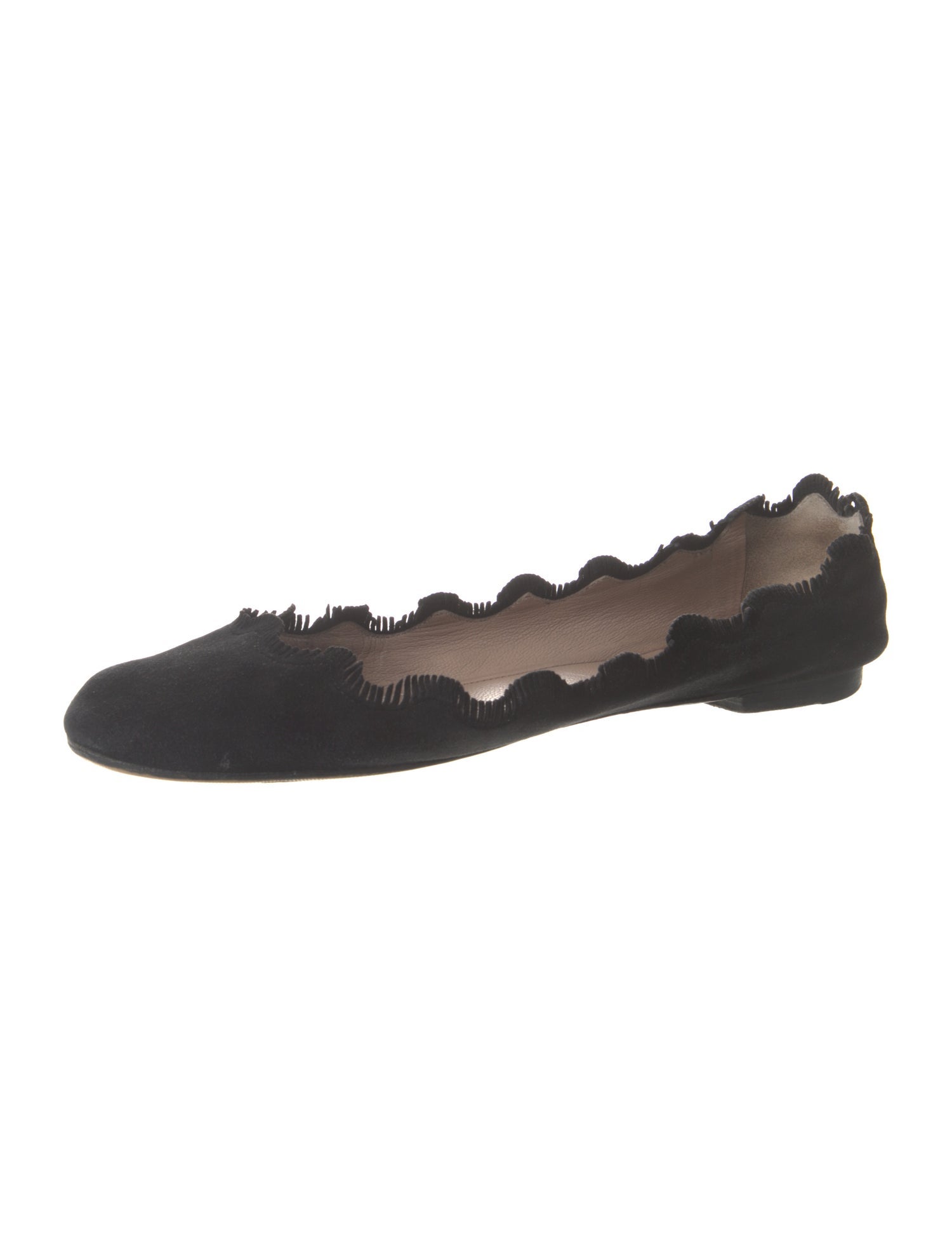 Chloé Suede Scalloped Accent Ballet Flats