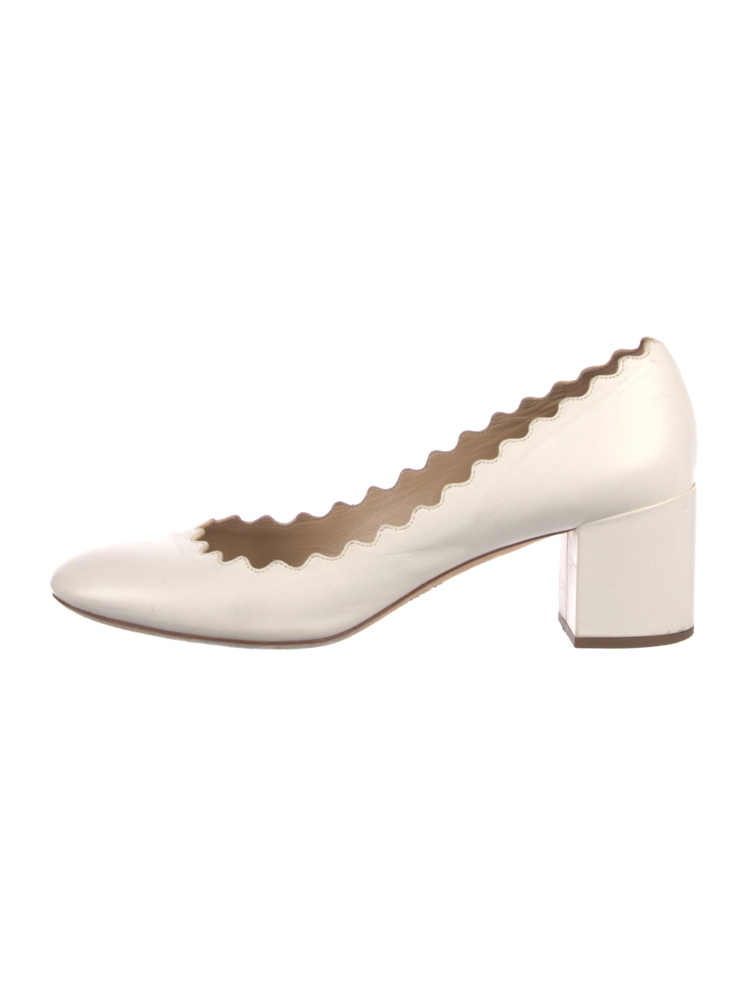 Chloé Leather Scalloped Accent Pumps