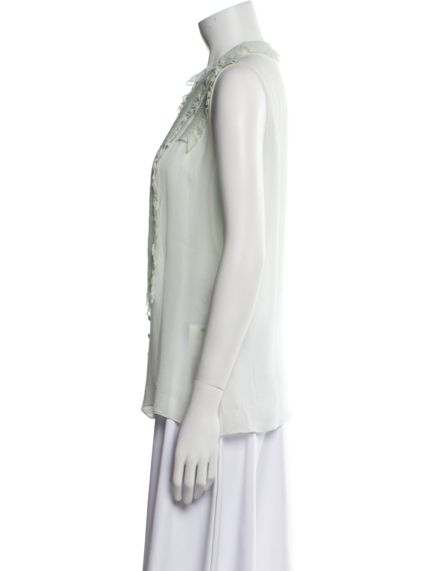 Chloé Silk Crew Neck Button-Up Top