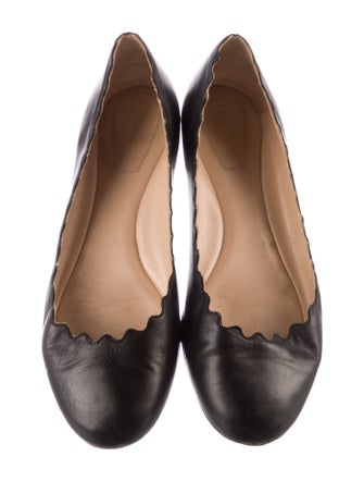 Chloé Leather Scalloped Accent Ballet Flats