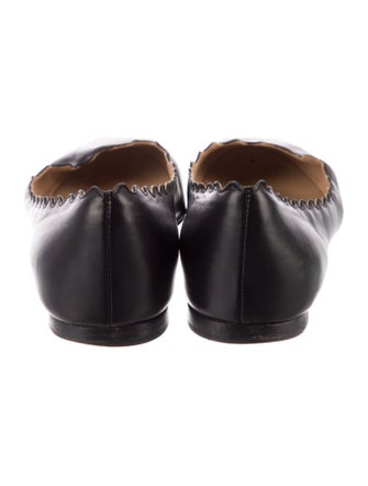 Chloé Leather Scalloped Accent Ballet Flats