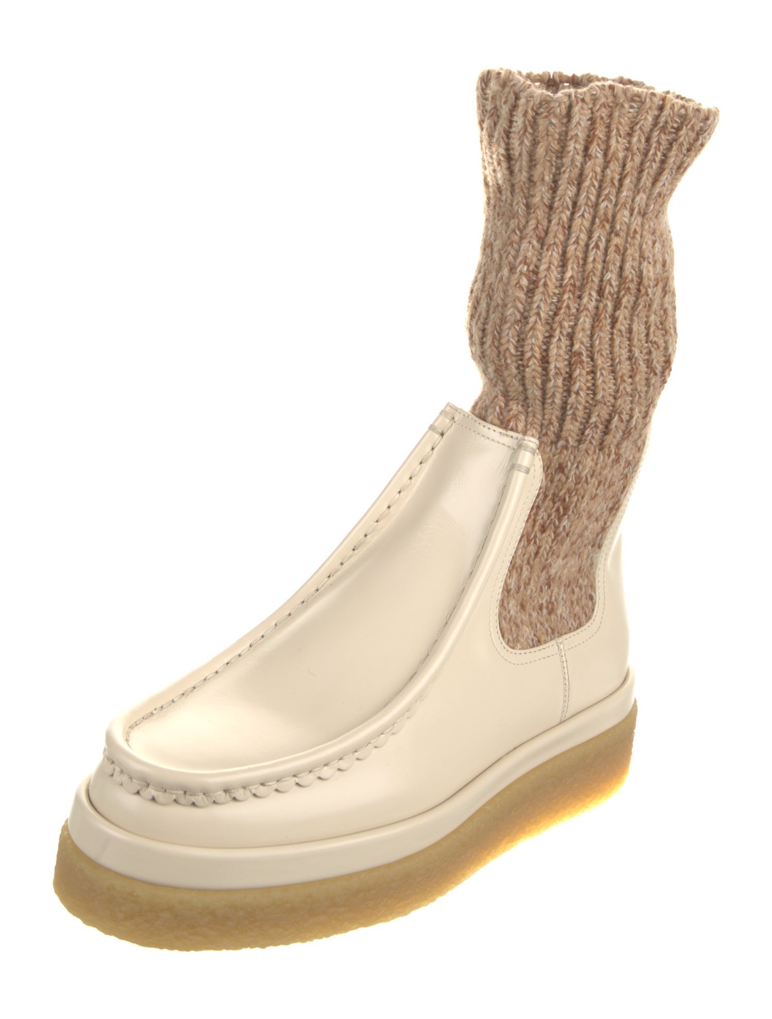 Chloé Leather Colorblock Pattern Sock Boots