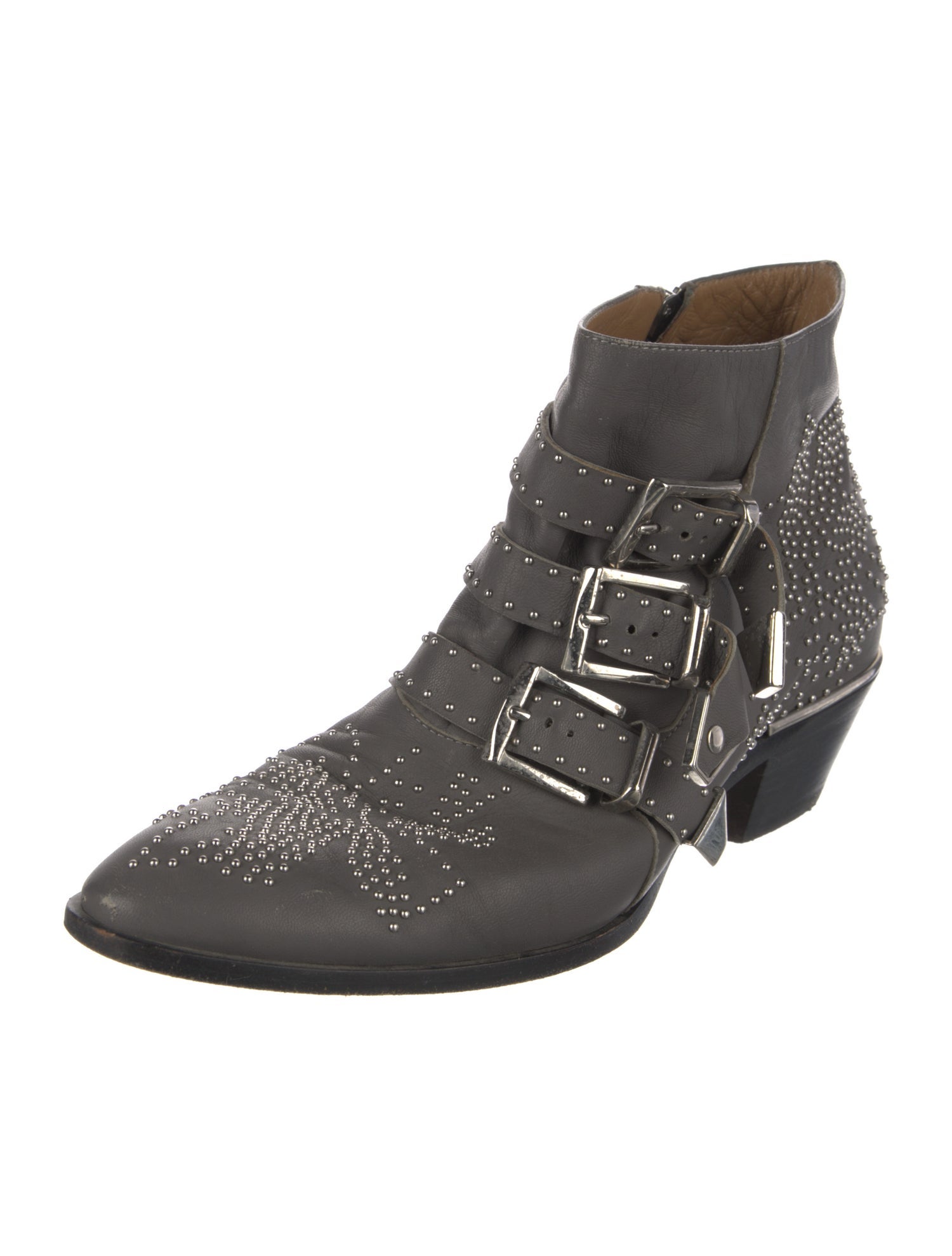 Chloé Leather Studded Accents Western Boots