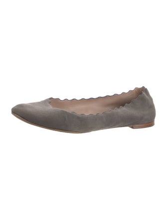 Chloé Suede Scalloped Accent Ballet Flats