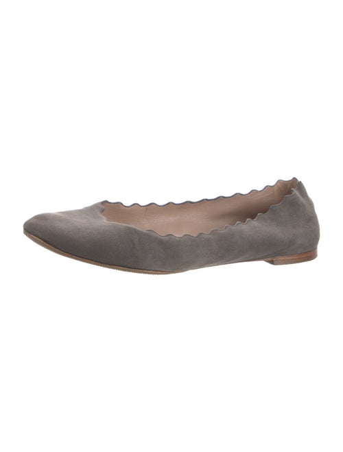 Chloé Suede Scalloped Accent Ballet Flats