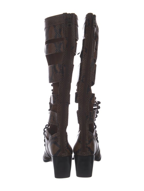 Chloé Embossed Leather Animal Print Lace-Up Boots