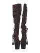 Chloé Embossed Leather Animal Print Lace-Up Boots