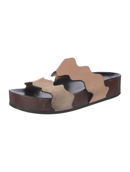 Chloé Leather Scalloped Accent Slides