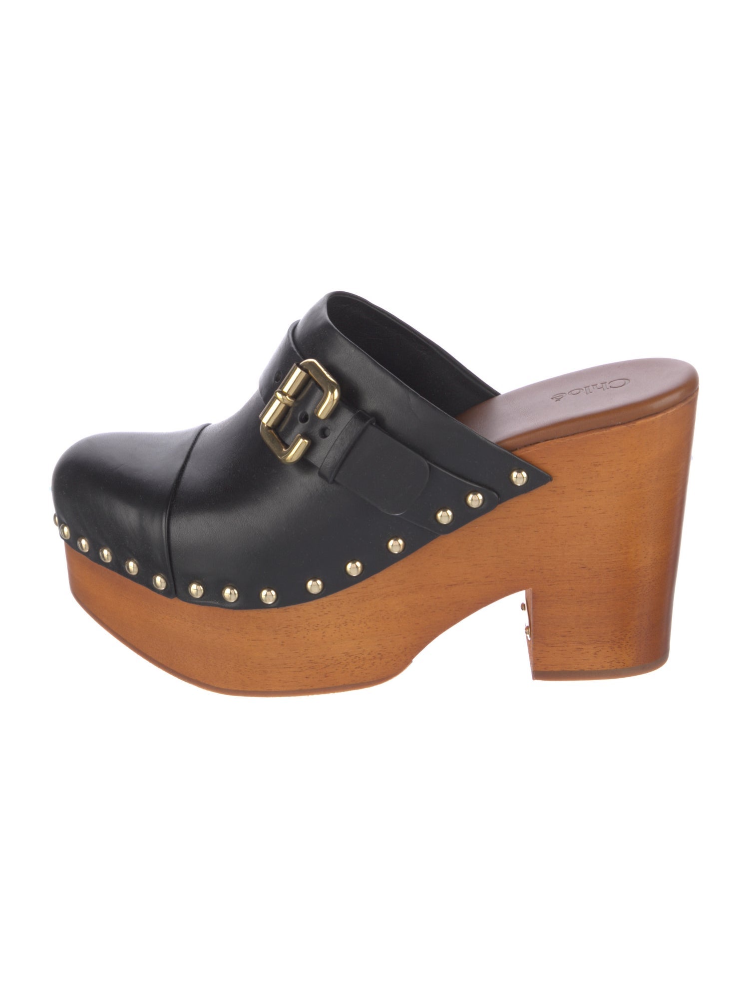 Chloé Leather Studded Accents Mules