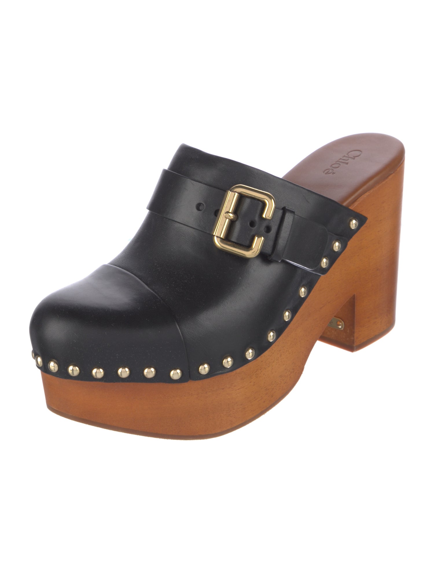 Chloé Leather Studded Accents Mules