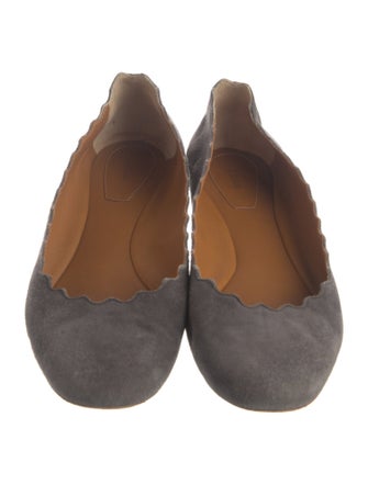 Chloé Suede Scalloped Accent Ballet Flats