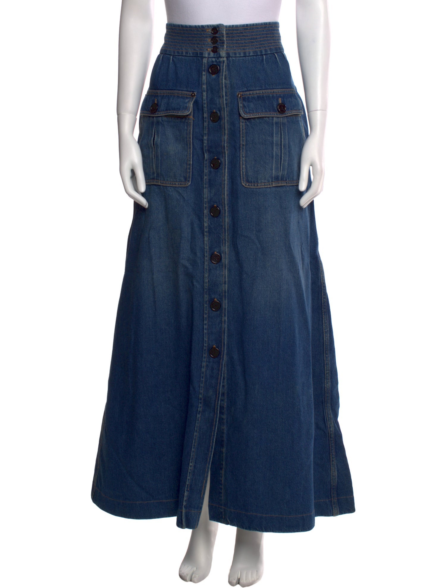 Chloé Raw-Edge Trim Midi Length Skirt