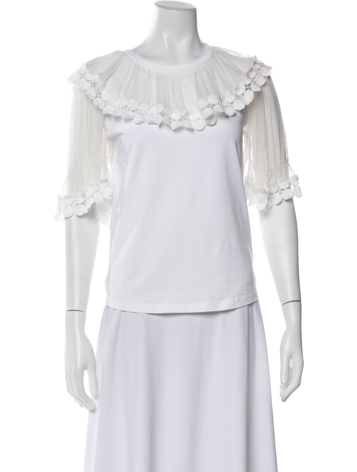 Chloé Crew Neck Three-Quarter Sleeve Blouse