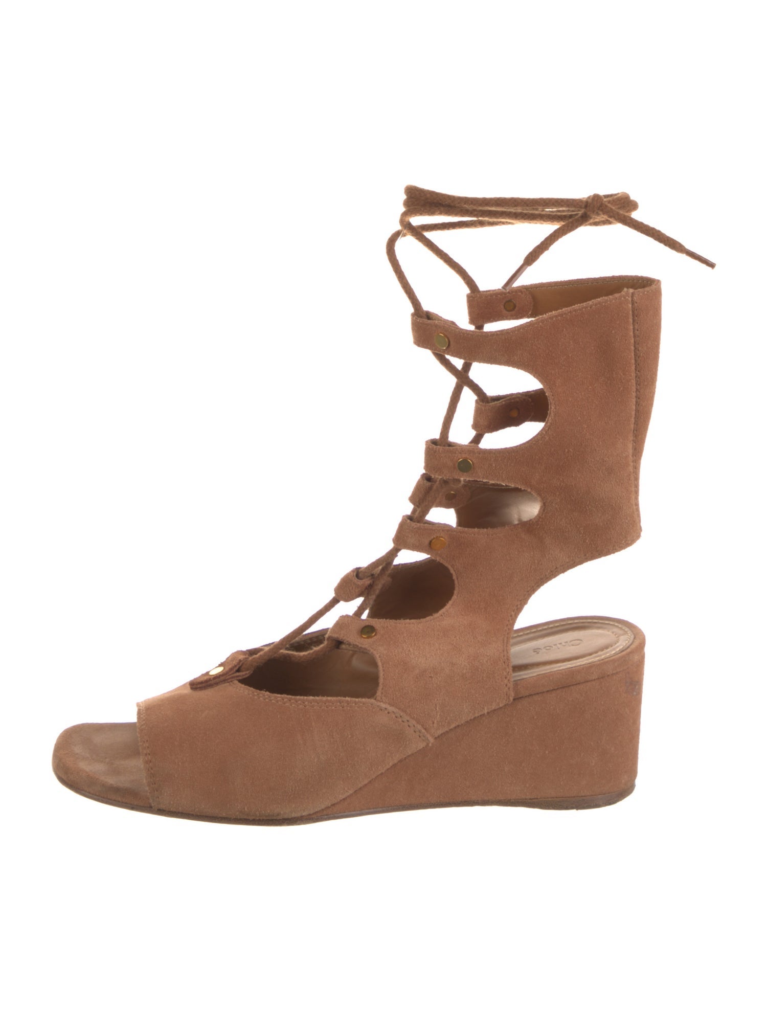 Chloé Suede Studded Accents Gladiator Sandals