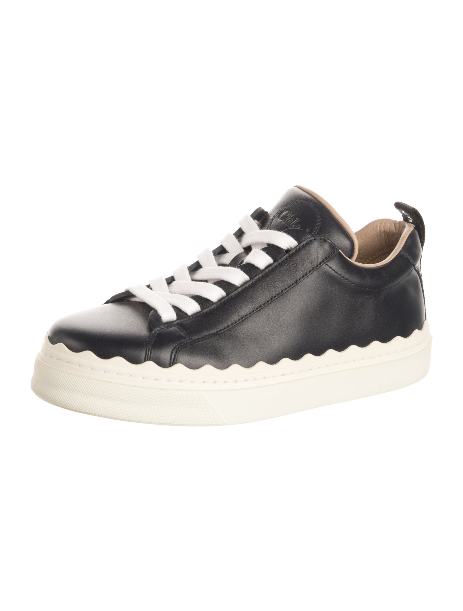 Chloé Leather Scalloped Accent Sneakers