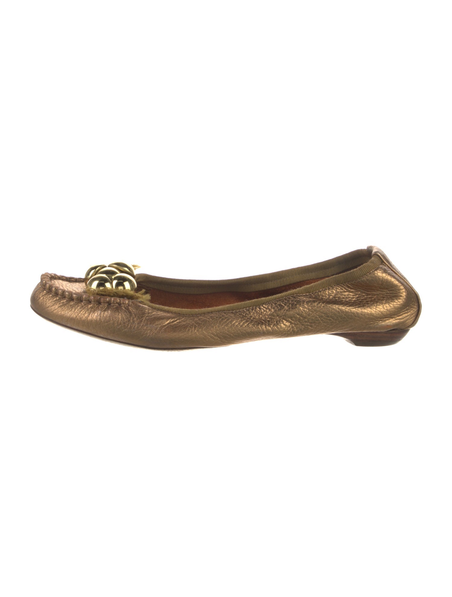Chloé Leather Beaded Accents Ballet Flats