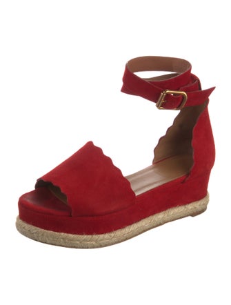 Chloé Suede Scalloped Accent Espadrilles