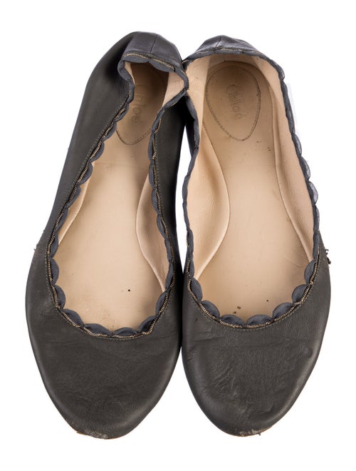 Chloé Leather Chain-Link Accents Ballet Flats