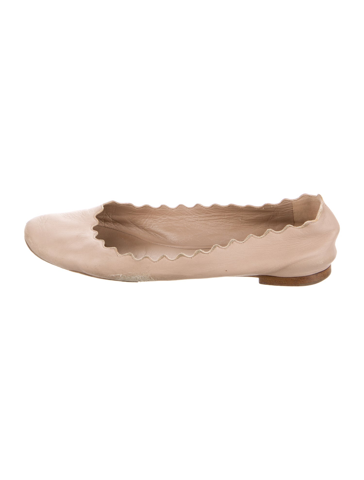 Chloé Leather Scalloped Accent Ballet Flats