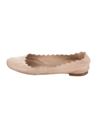 Chloé Leather Scalloped Accent Ballet Flats