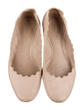 Chloé Leather Scalloped Accent Ballet Flats