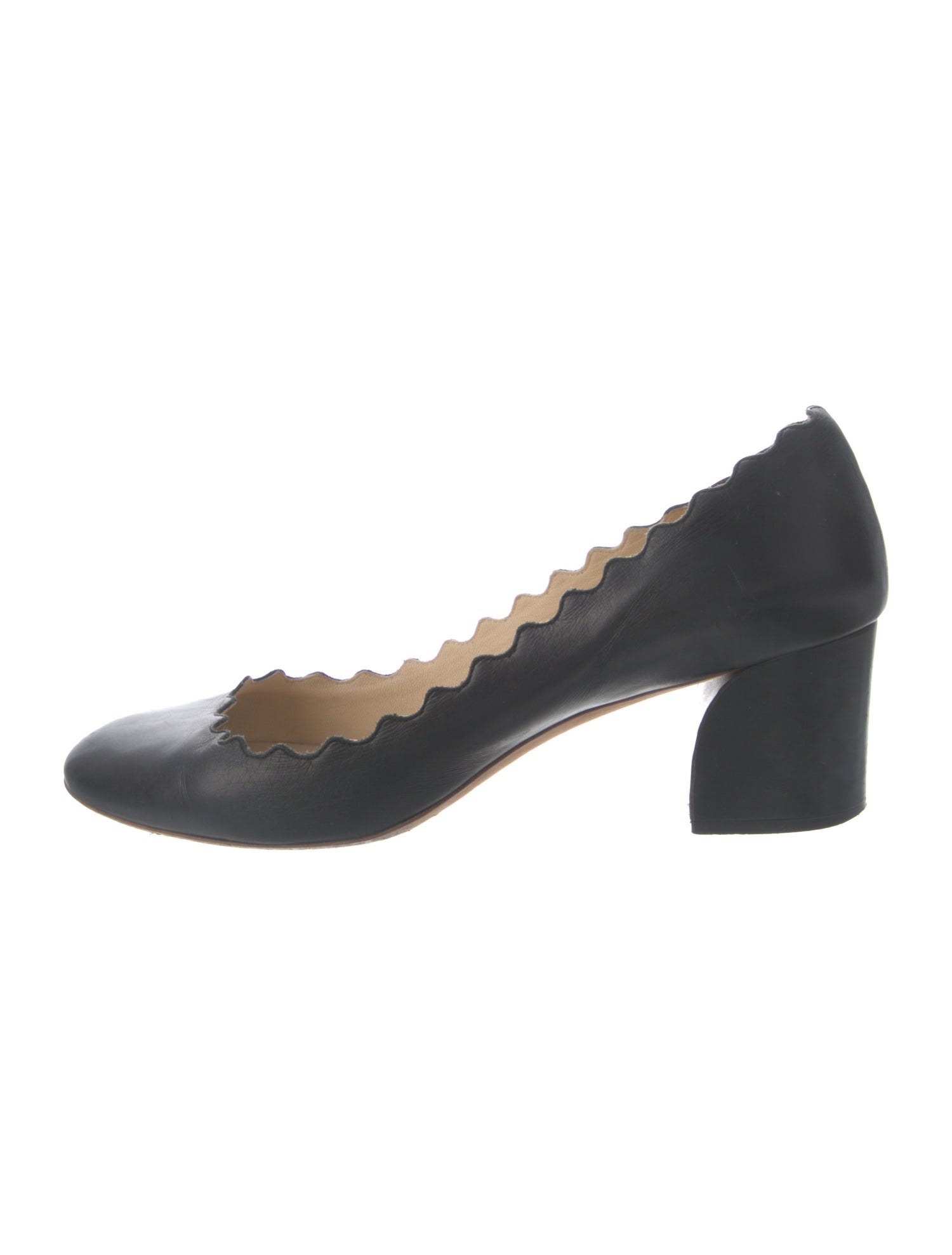 Chloé Leather Scalloped Accent Pumps