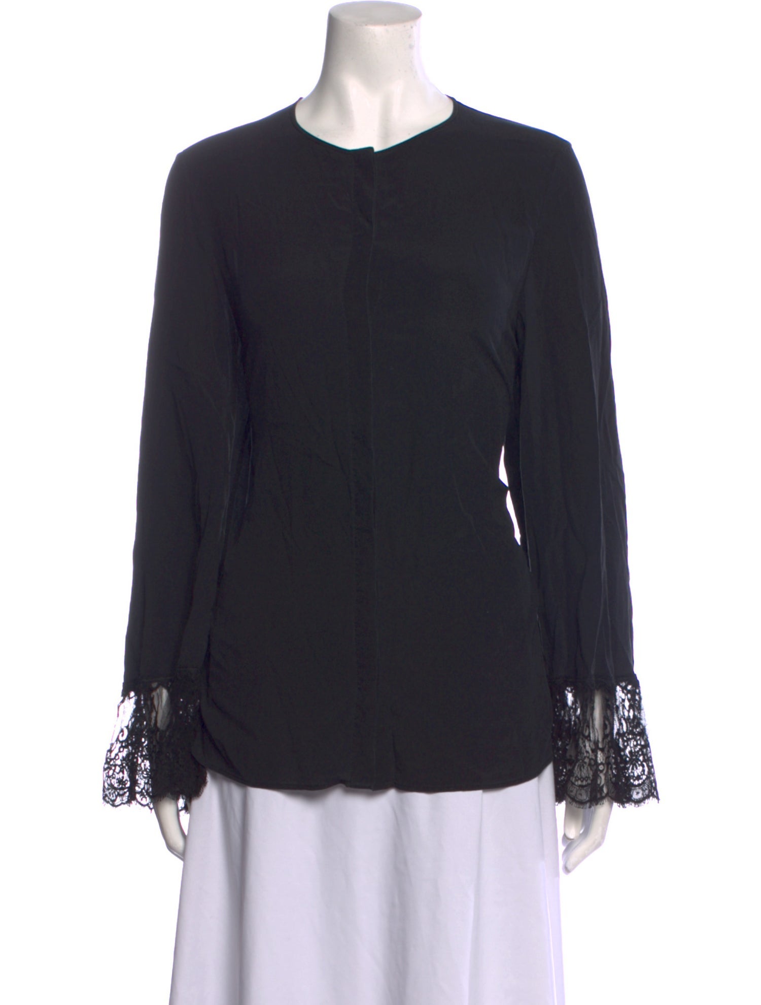 Chloé Silk Crew Neck Button-Up Top