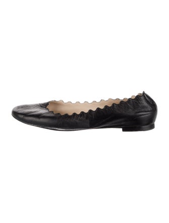 Chloé Leather Scalloped Accent Ballet Flats