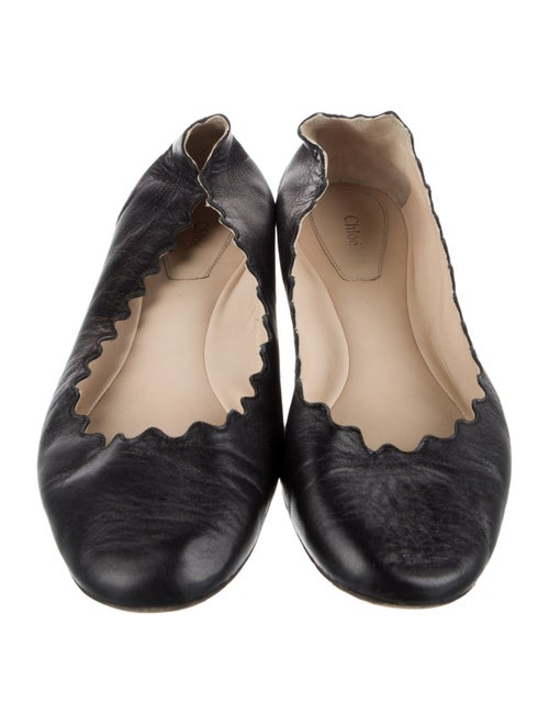 Chloé Leather Scalloped Accent Ballet Flats