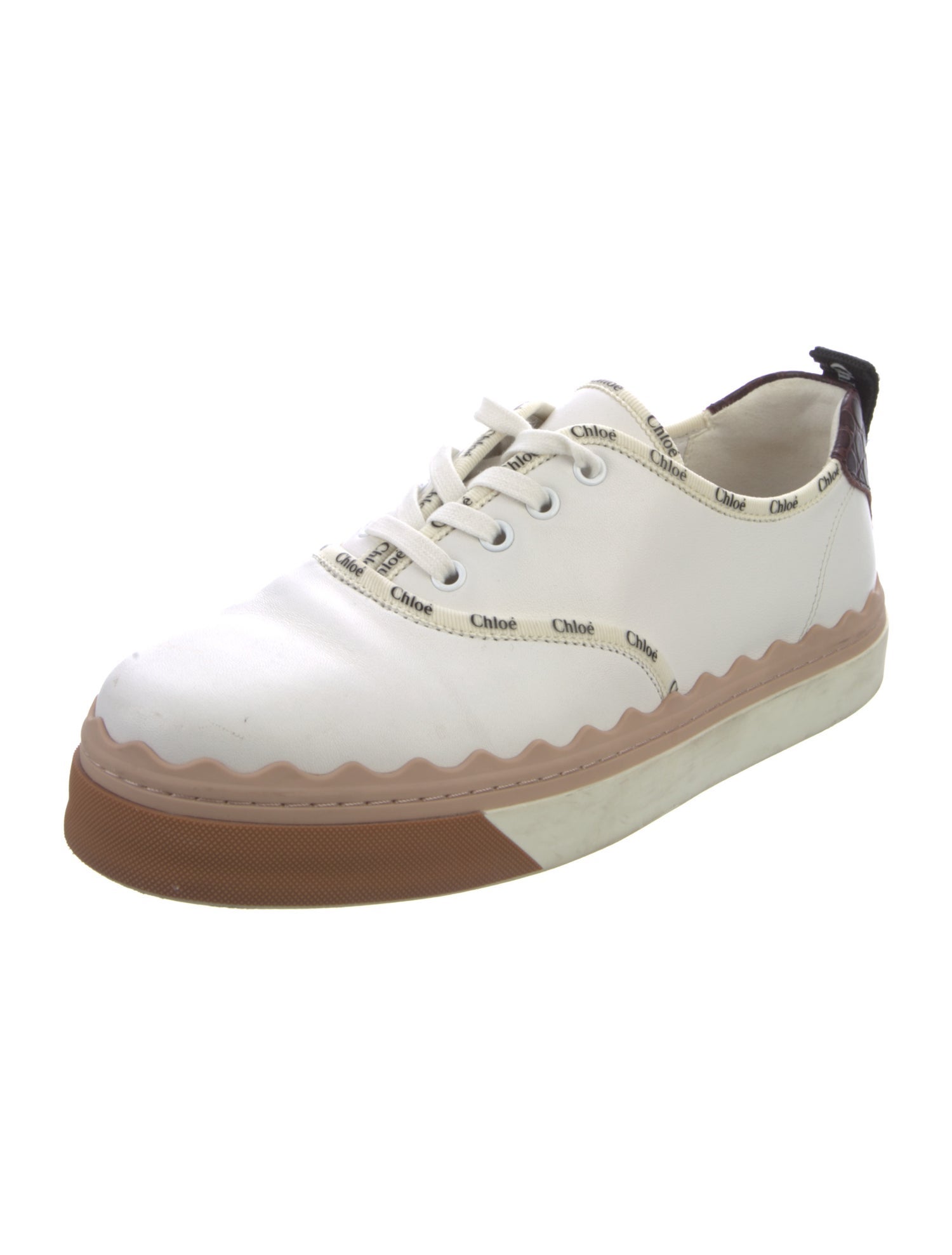 Chloé Leather Colorblock Pattern Sneakers